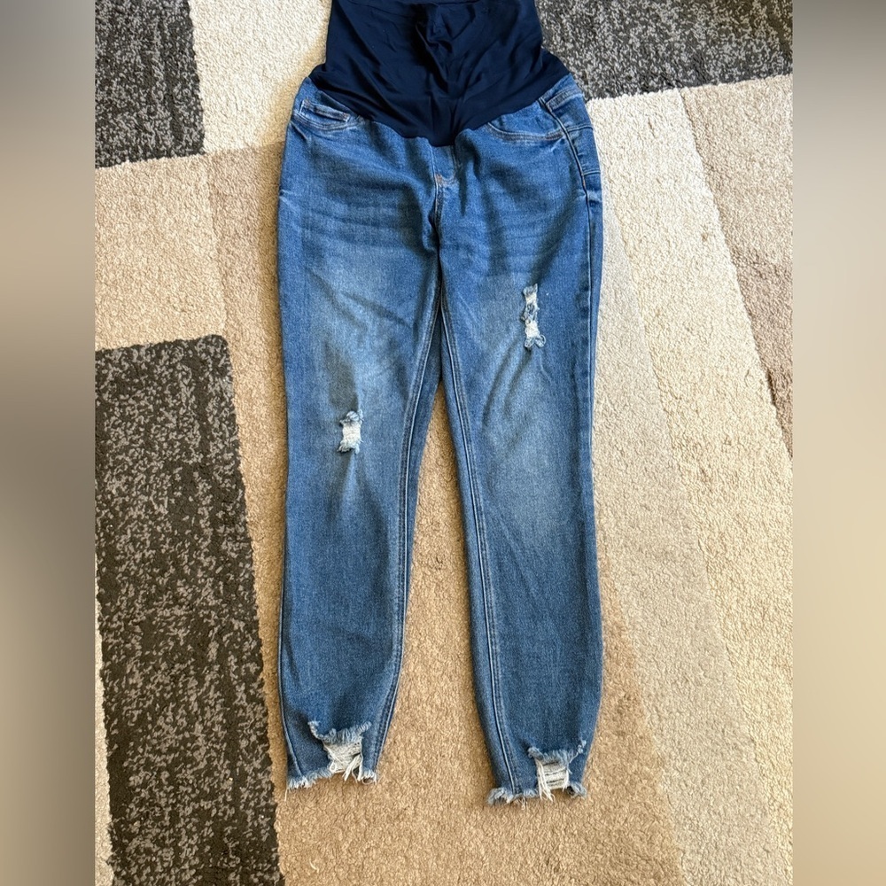 S.O.N.G.  Maternity Blue Boyfriend Jeans- Medium